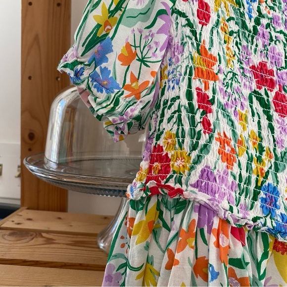 Mini Boden Colorful Smocked Floral Print Dress 7 - Picture 7 of 12